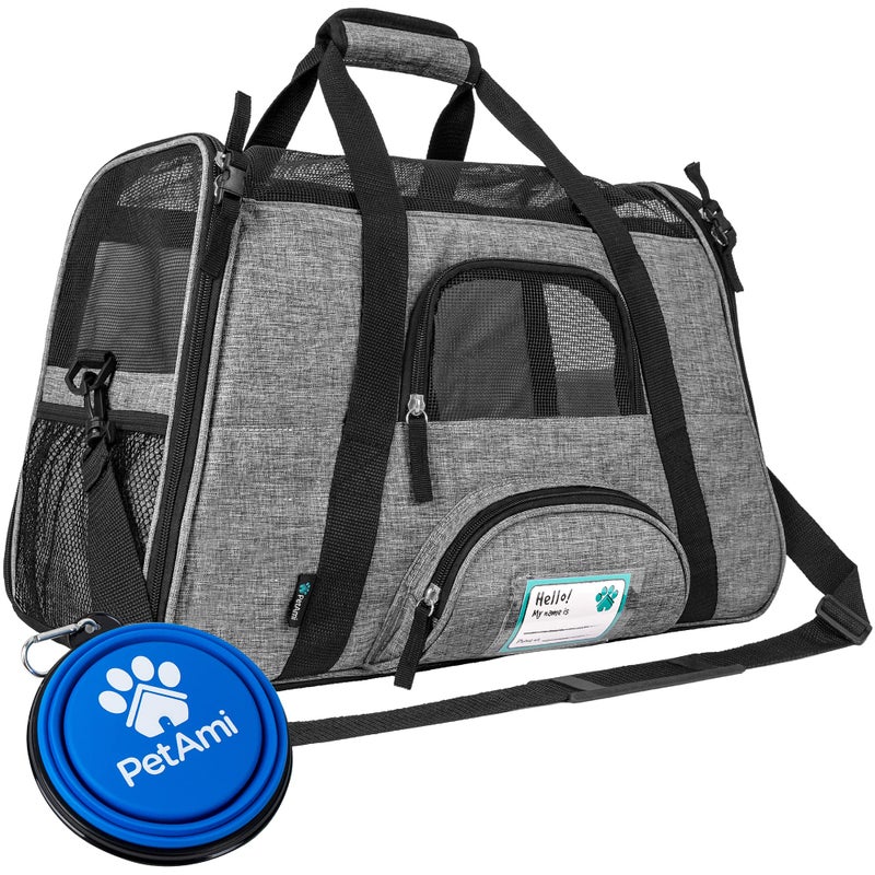 PetAmi Airline Approved Pet Carrier for Cat, Soft Sided Dog Carrier for Small Dog, Cat Travel Supplies Accessories Indoor Cat, Ventilated Pet Carrying Bag Medium Large Kitten Puppy, Large Heather Gray - Image 1